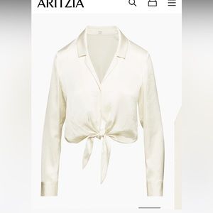 Aritzia Tie-Front Silk Blouse - Birch, XS